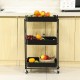 Multilayer Foldable Storage Rack with Wheels Kitchen Rolling Cart Installation Floor Shelf