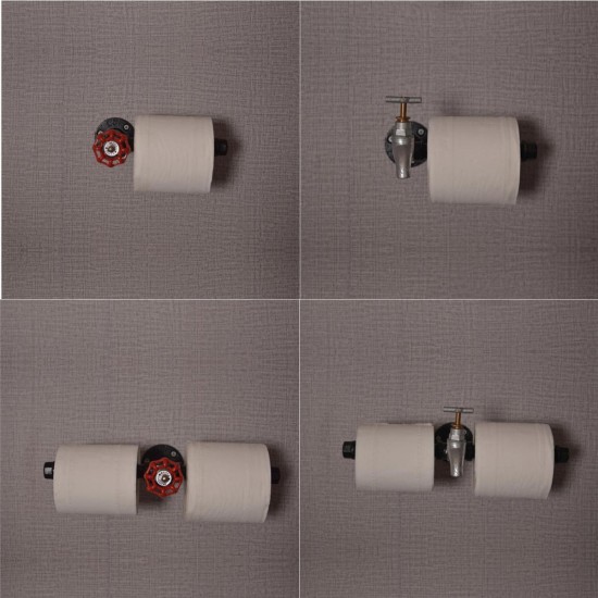 Retro Industrial Toilet Paper Roll Holder Pipe Shelf Floating Holder Bathroom Wall Mounted