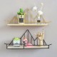 Wall Mounted Shelf Industrial Wooden Floating Metal Wire Rack Storage Display