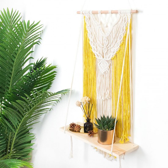 Wall-mounted Lace Woven Macrame Plant Hanger Wall Cotton Rope Tapestry Shelf