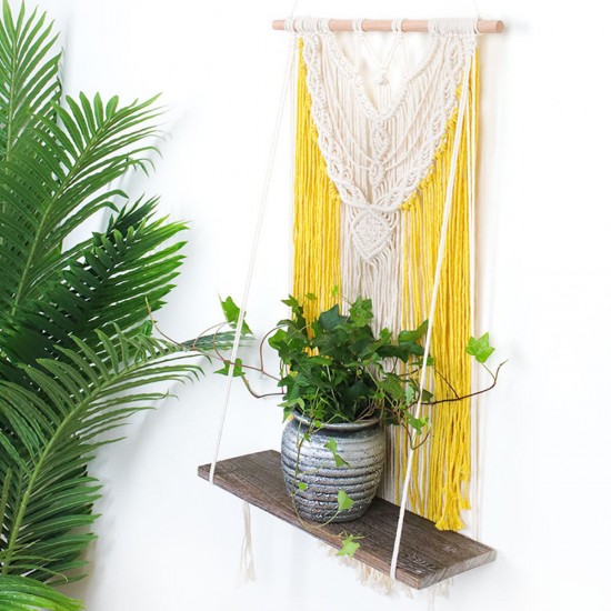 Wall-mounted Lace Woven Macrame Plant Hanger Wall Cotton Rope Tapestry Shelf