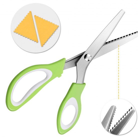 24CM DIY Teeth Scissors Stainless Steel Sewing Dressmaking Triangular Arc Shears Cutter Portable Camping Picnic