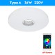 72W Smart LED Ceiling Light Lamp RGB bluetooth Music Speaker Bedroom Wall Lamp