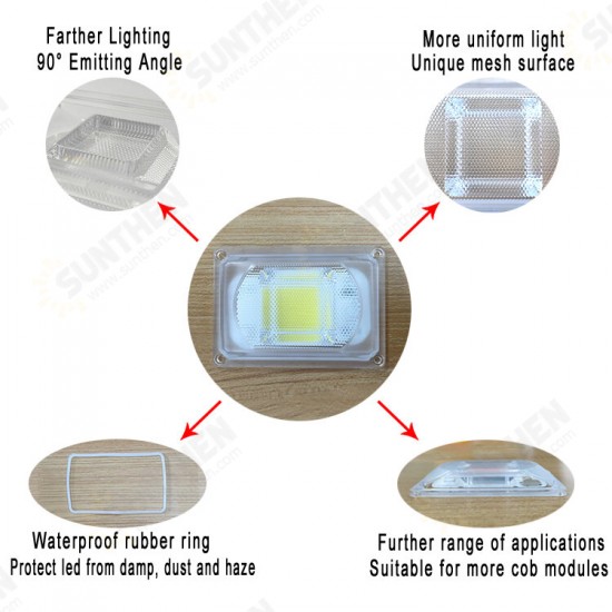 DIY LED Lens ForLUSTRON AC LED COB DOB Lamps Include: PC lens+Reflector+Silicone Ring Lamp Cover shades For LED Grow Light/FloodLight