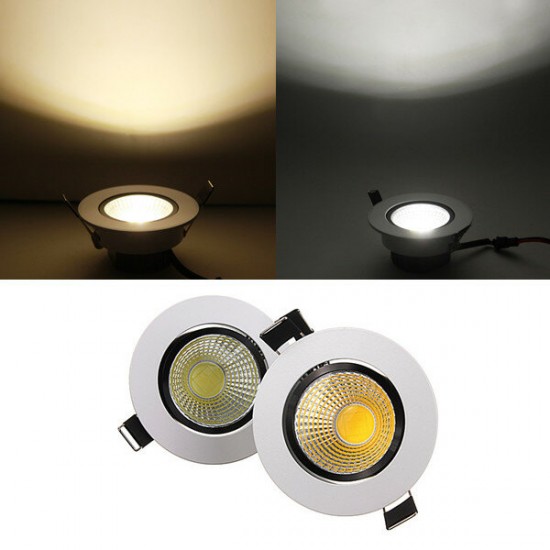 6W Dimmable COB LED Recessed Ceiling Light Fixture Down Light 110V