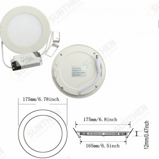 6.8-inch 12W Dimmable Ultra-thin Round LED Panel 1200lm 110V Recessed Ceiling Light for Office, Home, Commercial Decoration