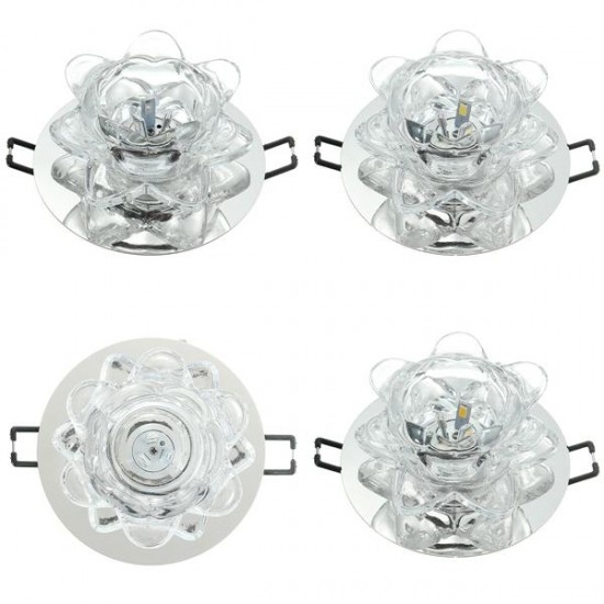 Modern 3W Crystal LED Lotus Ceiling Light Fixture Flush Mounted Lamp for Aisle Hallway