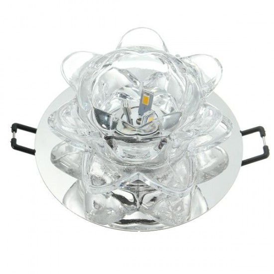 Modern 3W Crystal LED Lotus Ceiling Light Fixture Flush Mounted Lamp for Aisle Hallway