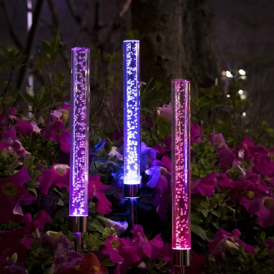 2Pcs Bubble LED Stick Light Solar Powered Garden Lawn Landscape Path Lamp Decorations