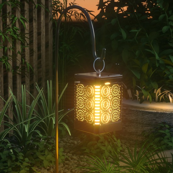 Solar Flickering Flame Lamp IP65 Waterproof 1500k Color Temperature Wall-mounted/Hanging Atmosphere Decroative Light for Outdoor Porch Patio Path