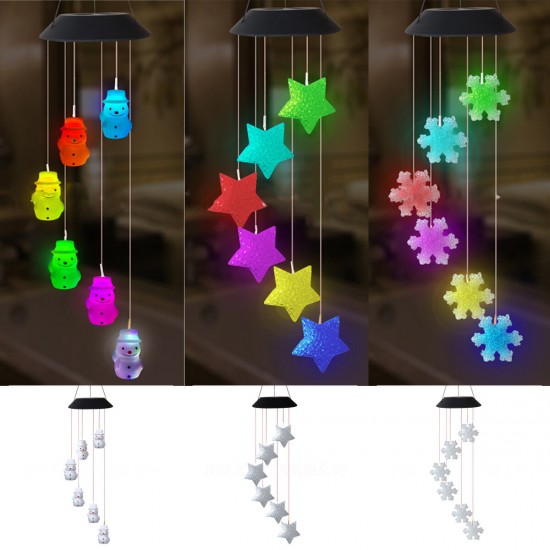 LED Colour Changing Hanging Wind Chimes Solar Powered Ball Lights Garden Outdoor