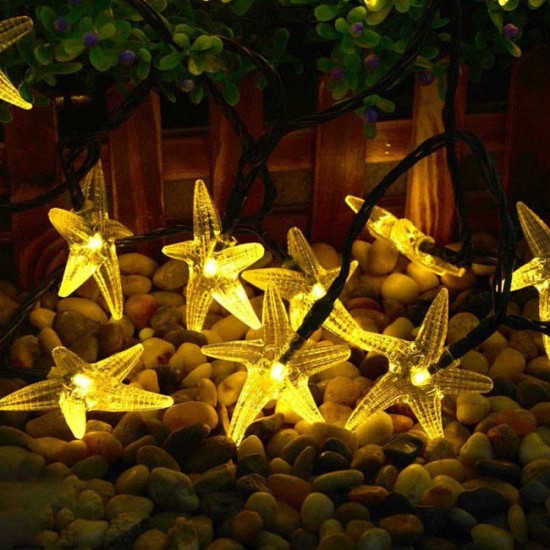 SSL-11 Gardening 6M 30LED Solar Panel String Light Starfish Holiday Party Wedding Decoration