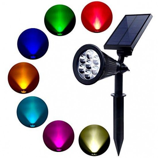 Solar Lights Outdoor 7 LED Solar Outdoor Color Changing Wall Light 180° Adjustable Garden Light