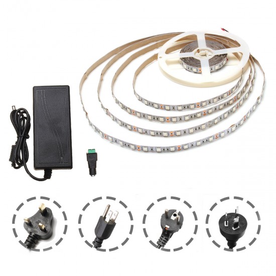 DC12V 5M Non-waterproof SMD5050 R:B 3:1 Grow LED Strip Light + 5A Power Adapter + Female Connector