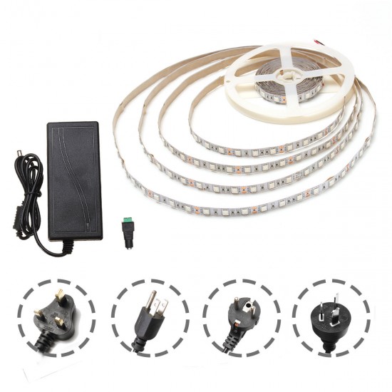 DC12V 5M Red:Blue 5:1 Non-waterproof SMD5050 Full Spectrum LED Strip Grow Light + Power Supply