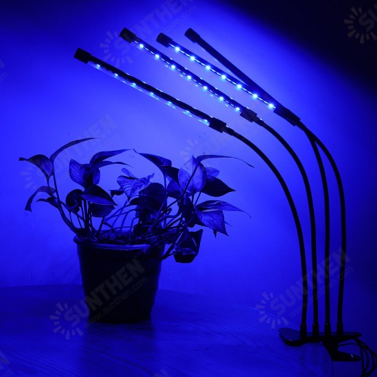 4 Head 40W Full Spectrum LED Grow Light Flexible Pot Plant Flower Vegetable Growing Lamp with Timer Function