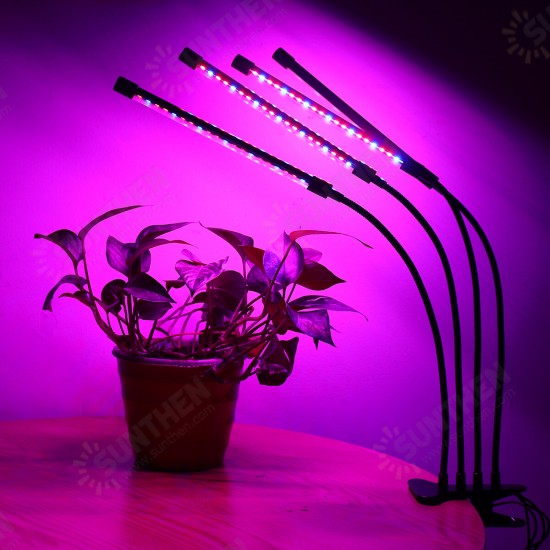 4 Head 40W Full Spectrum LED Grow Light Flexible Pot Plant Flower Vegetable Growing Lamp with Timer Function