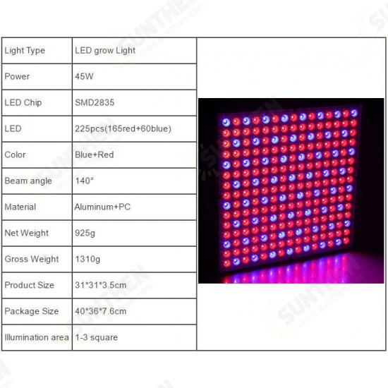 45W 200W Reflector Cup Full Spectrum Led Grow Lights For Grow Tent Box Indoor Greenhouse