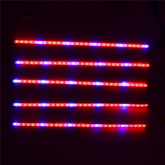 5PCS 50CM 5050 Waterproof LED Grow Light Strip Lamp+ Power Adpater for Veg Flower Plant DC12V