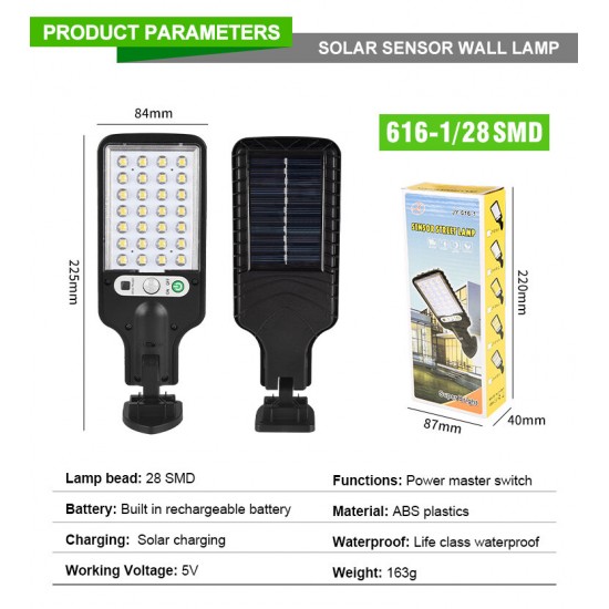 Solar Street Lights Outdoor Solar Lamp With 3 Light Mode Waterproof Motion Sensor Security Lighting for Garden Patio Path Yard