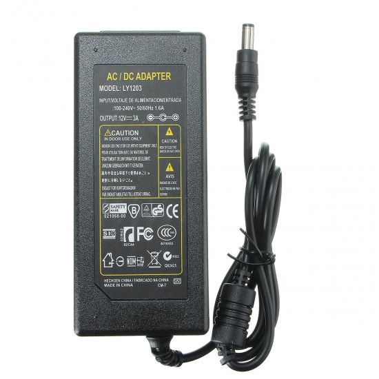 AC 100-240V to DC 12V 3A 36W Power Supply Adapter for LED Strip