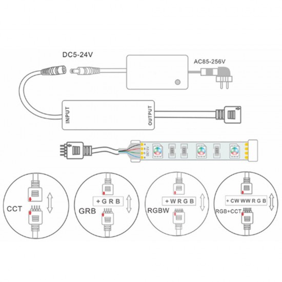 DC5V-24V Ultra Thin Wireless Remote Control CCT Color Temperature RF LED Dimmer Controller for Strip Light