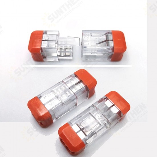 LT-22 2 Pin Transparent Quick Wire Connector Universal Compact Electrical Push-in Butt Conductor Terminal Block