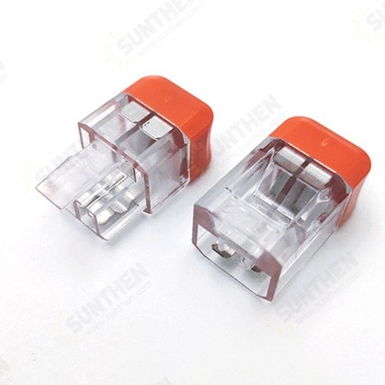 LT-22 2 Pin Transparent Quick Wire Connector Universal Compact Electrical Push-in Butt Conductor Terminal Block