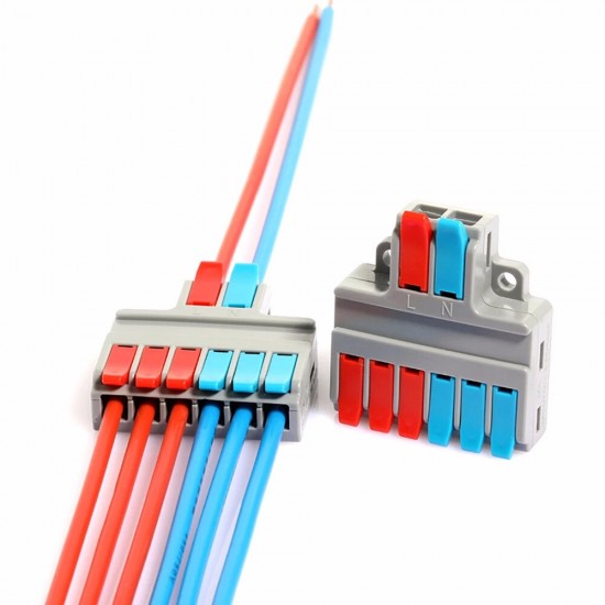 LT-626/LT-626T Wire Connector 2 In 6 Out 0.5-6mm2 Wire Splitter Terminal Block Compact Wiring Cable Connector Push-in Conductor