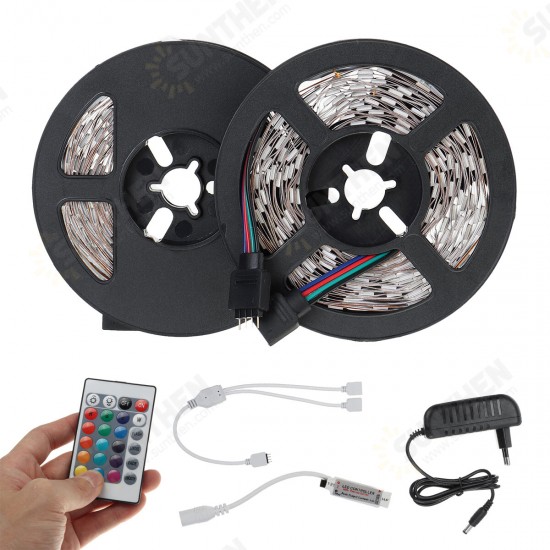 10M DC12V SMD5050 RGB LED Strip Light Kit Indoor Home Lamp+EU US Power Adapter+24Keys IR Remote Control Christmas Decorations Clearance Lights