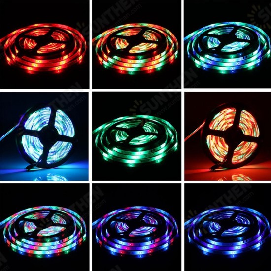 5M 3528 Waterproof RGB Flexible LED Strip Light+IR Controller+44Keys Remote Control+EU US Plug