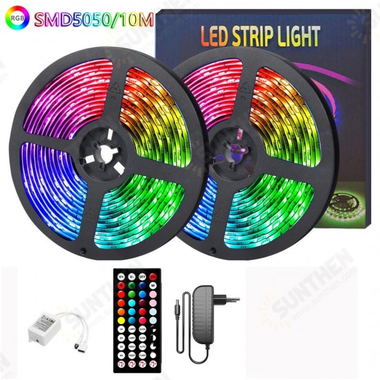 5M RGB 5050 SMD LED Light Strip Kit IP65 Waterproof Indoor and Outdoor Light Bar with Infrared Remote Control