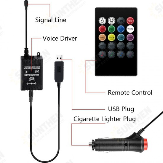 Car RGB Atmosphere Lamps Car Interior Ambient Light Decorative Dashboard Door Remote Control and App Control Foot Light