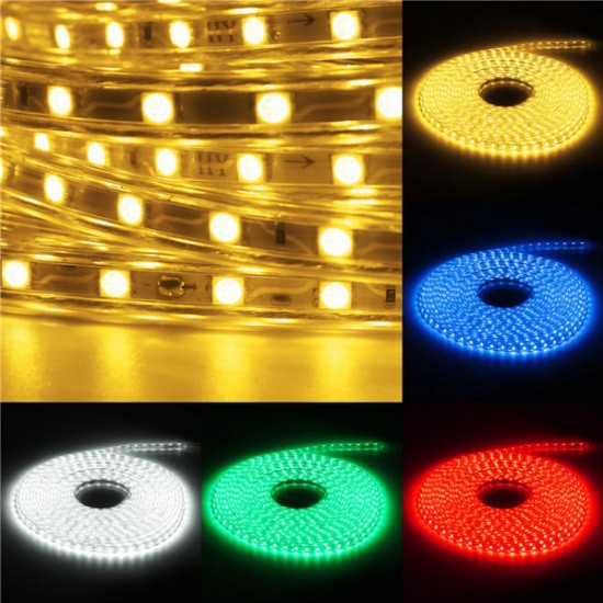 Waterproof IP67 10M 600SMD 5050 Red/Blue/Green/Warm White/White/RGB LED Light Strip 220V