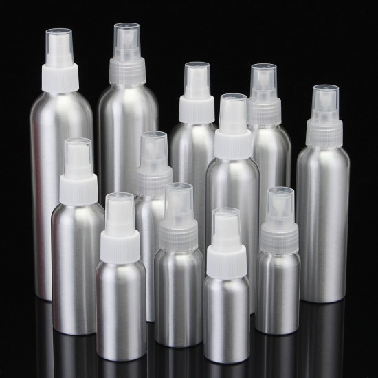 30ml-250ml Empty Aluminum Metal Spray Bottle Transparent/White Fine Mist Spray Head Portable Sprayer