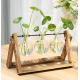 Wooden Stand Glass Terrarium Container Hydroponic System Plant Planter Flower Pot Desk Decoration