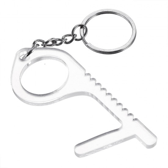 Door Opener Hands Non-Contact Handheld Safety Distance Door Opener Ergonomic Stylus Keychain Tool Transparent Props