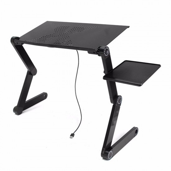 Adjustable Laptop Table Laptop Desk Portable Foldable Stand Bed Tray Laptop with Cooling Fan and Mouse Pad for up to 17 Inches