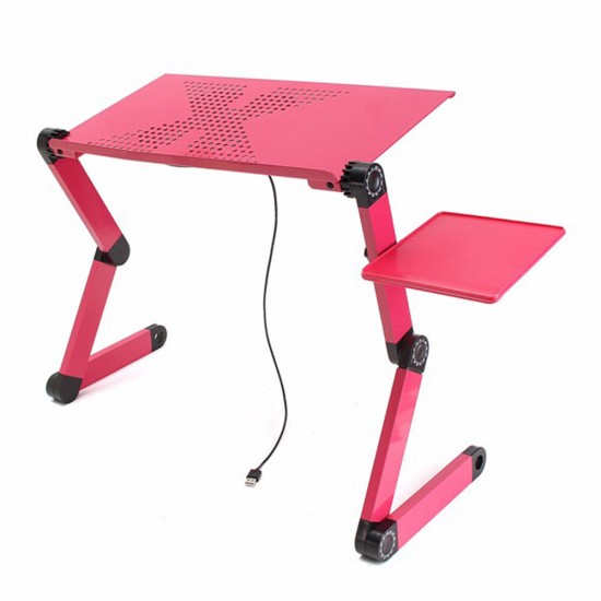 Adjustable Laptop Table Laptop Desk Portable Foldable Stand Bed Tray Laptop with Cooling Fan and Mouse Pad for up to 17 Inches