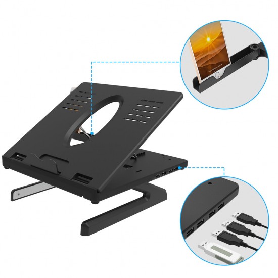 Laptop stand Adjustable Foldable Heat Dissipation with USB Hubs for Mobile Phone Tablet Laptop