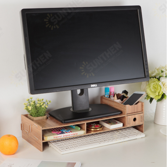 Multi-function Desktop Laptop Stand Computer Monitor Stand Computer Screen Riser Wood Shelf For Notebook TV