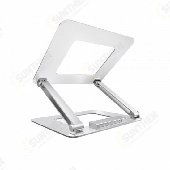 N37-3 Laptop Stand with USB 3.0 Interface Portable Bracket Foldable Aluminum Alloy Computer Heat Dissipation Bracket