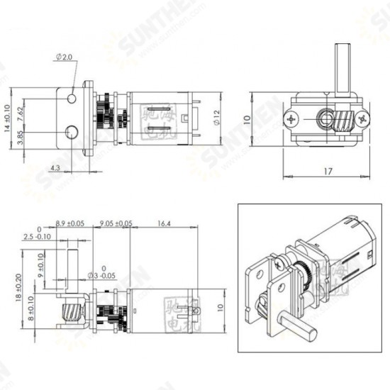 CHW-GM12-N20VA DC 6V 18rpm Worm Gear Motor Gear Box Worm Reducer Electric Motor