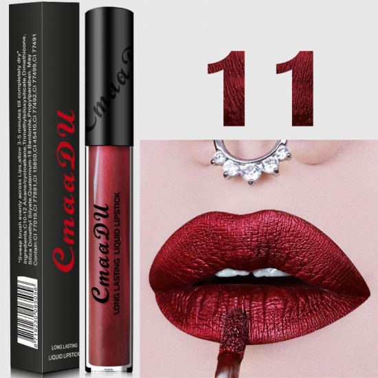 Cmaadu Metal Matte Lip Gloss Makeup Lipstick Sexy Sequin Waterproof Long Lasting Blue Cosmetic