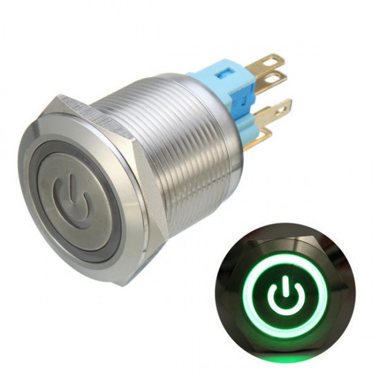 6 Pin 22mm 12V Led Light Metal Push Button Latching Switch