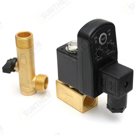 AC 110V 1/2 Inch 2-way Drain Valve Electronic Timed Air Compressor Condensate Auto Pressure Switch