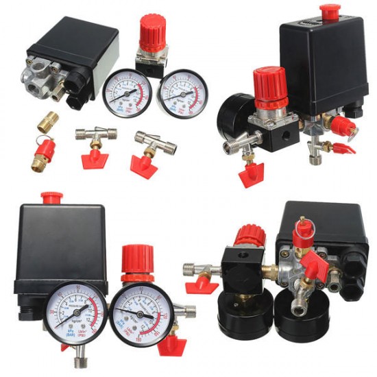 Air Compressor Pressure Valve 180PSI Gauges Regulator Pump Control Switch