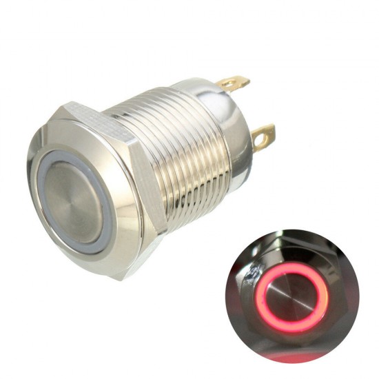 DC 5V 19mm 4 Pin Momentary Switch Led Light Metal Push Button Waterproof Switch