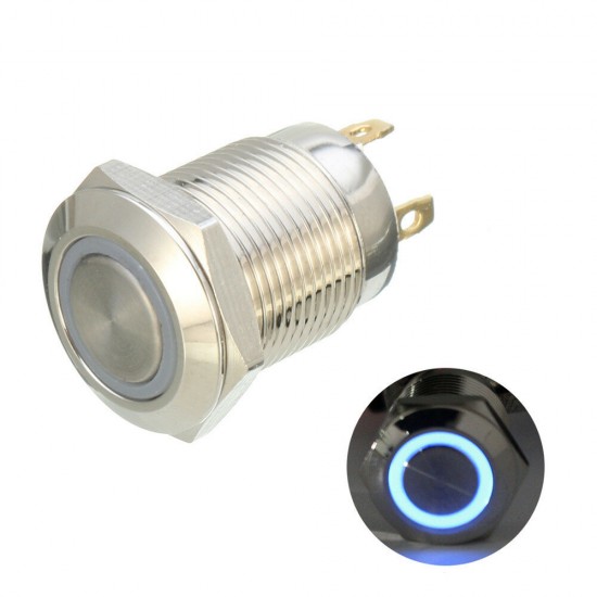 DC 5V 19mm 4 Pin Momentary Switch Led Light Metal Push Button Waterproof Switch