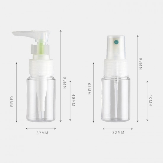 2Pcs 20ml Transparent Plastic Spray Bottle Set Squeeze Hose Bottle Lotion Moisturizing Cream Sub-bottle